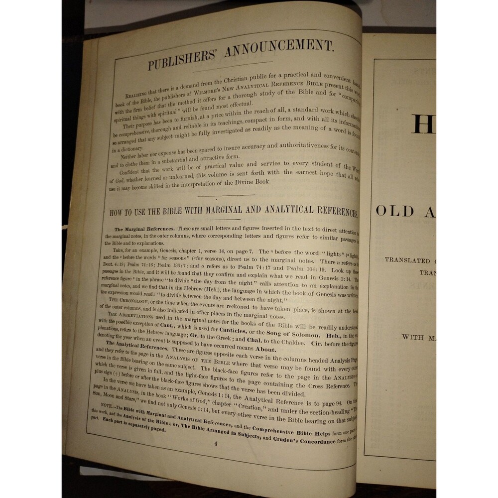 Antique WILMORE'S NEW ANALYTICAL REFERENCE BIBLE - 1904. Very Good-Fine Cond - Picture 7 of 16